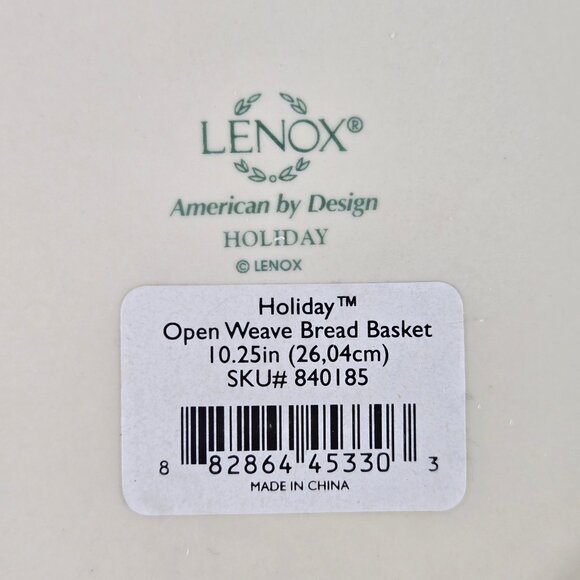 Lenox Holiday Open Weave Bread Basket Porcelain Cream Holly & Berries IOB - Picture 7 of 12